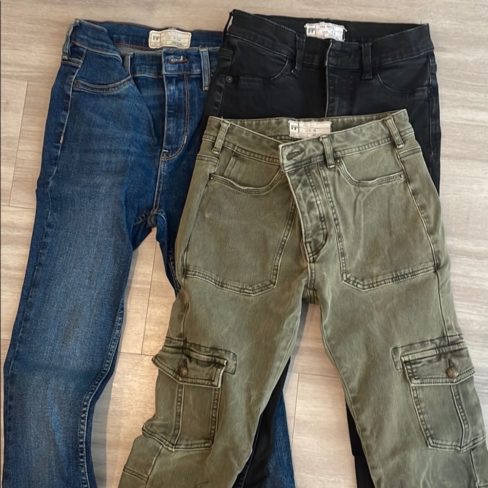 Black, blue and green cargo jeans